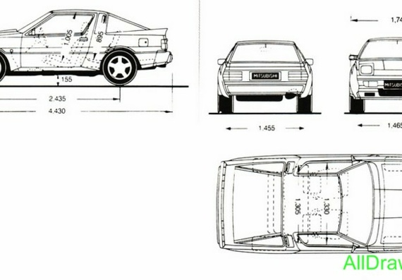 Mitsubishi Starion (1988) (Мицубиси Старион (1988)) - чертежи (рисунки) автомобиля